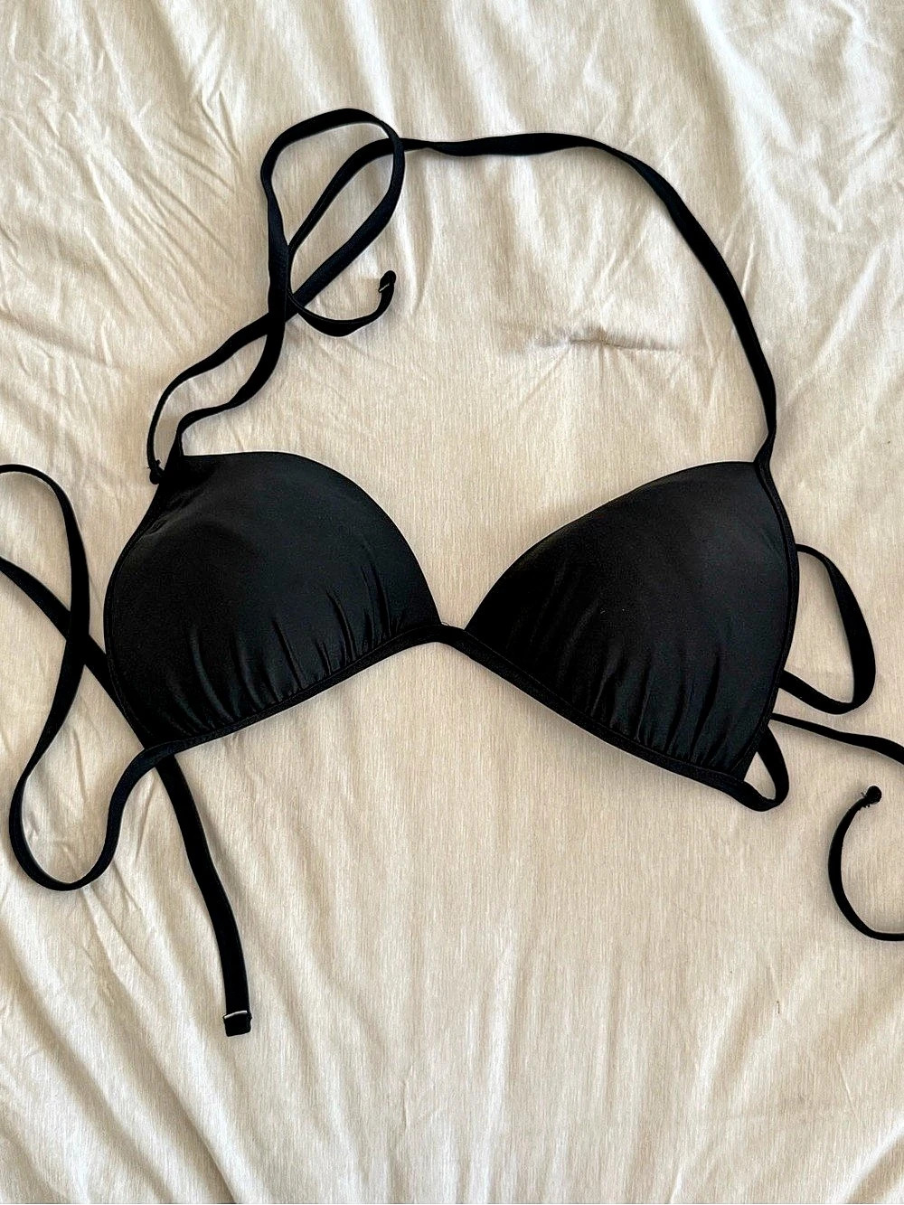 Aerie Halter Push-Up Bikini Top Black Triangle Size Large